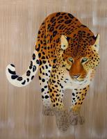 PANTHERA PARDUS ORIENTALIS   Animal painting, wildlife painter.Dogs, bears, elephants, bulls on canvas for art and decoration by Thierry Bisch 